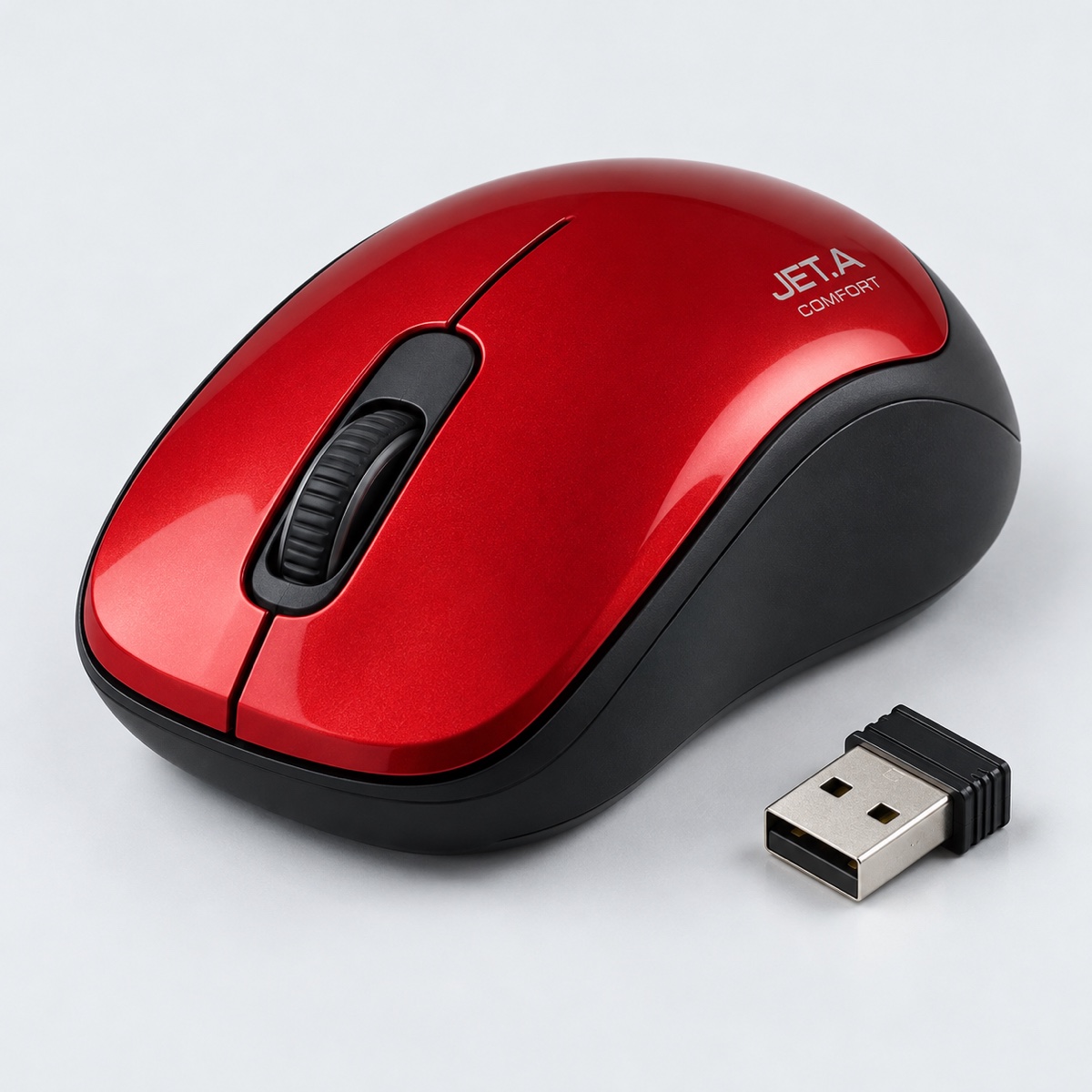 Беспроводная мышь Jet.A Comfort OM-U50G красная (800/1200/1600dpi, 3 кнопки, USB)
