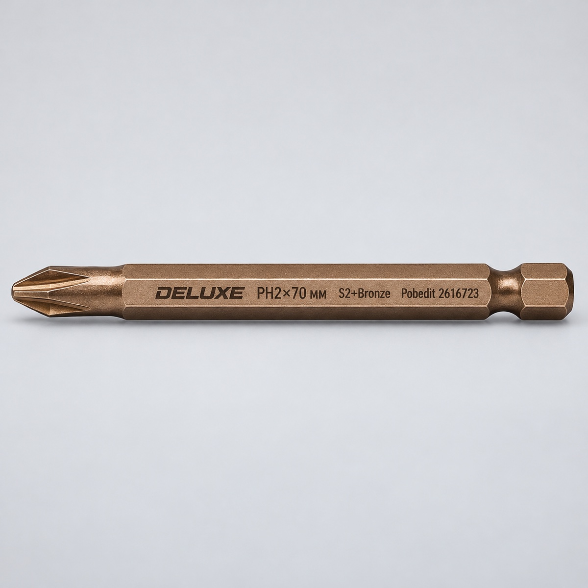 Бита DELUXE, PH 2х70 мм, S2+Bronze, Pobedit 2616723